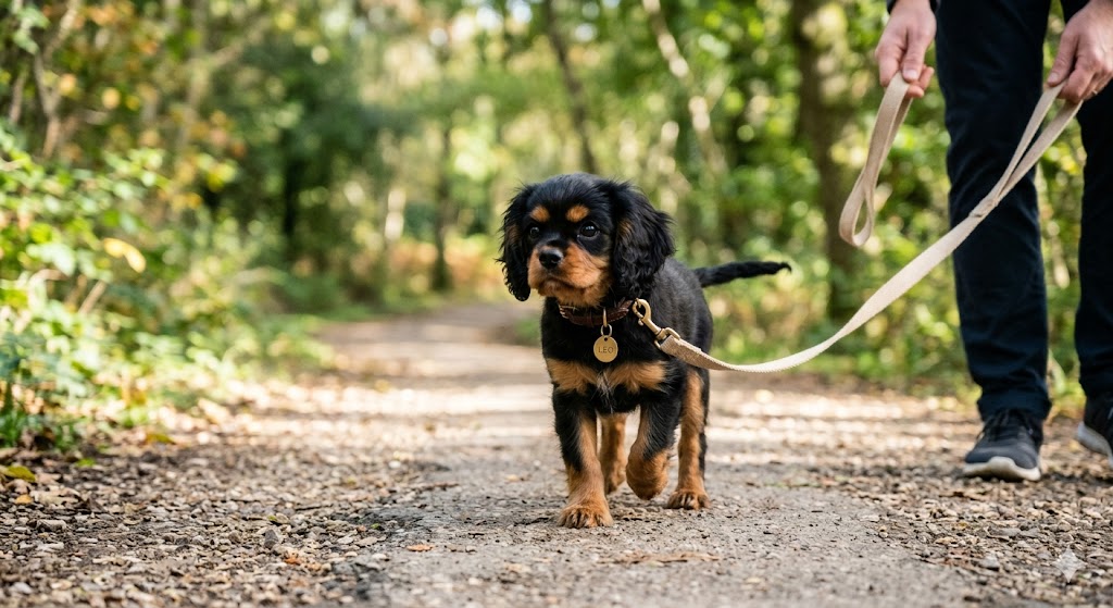 You are currently viewing Apprendre la marche en laisse avec votre Cavalier King Charles : un moment complice à savourer !